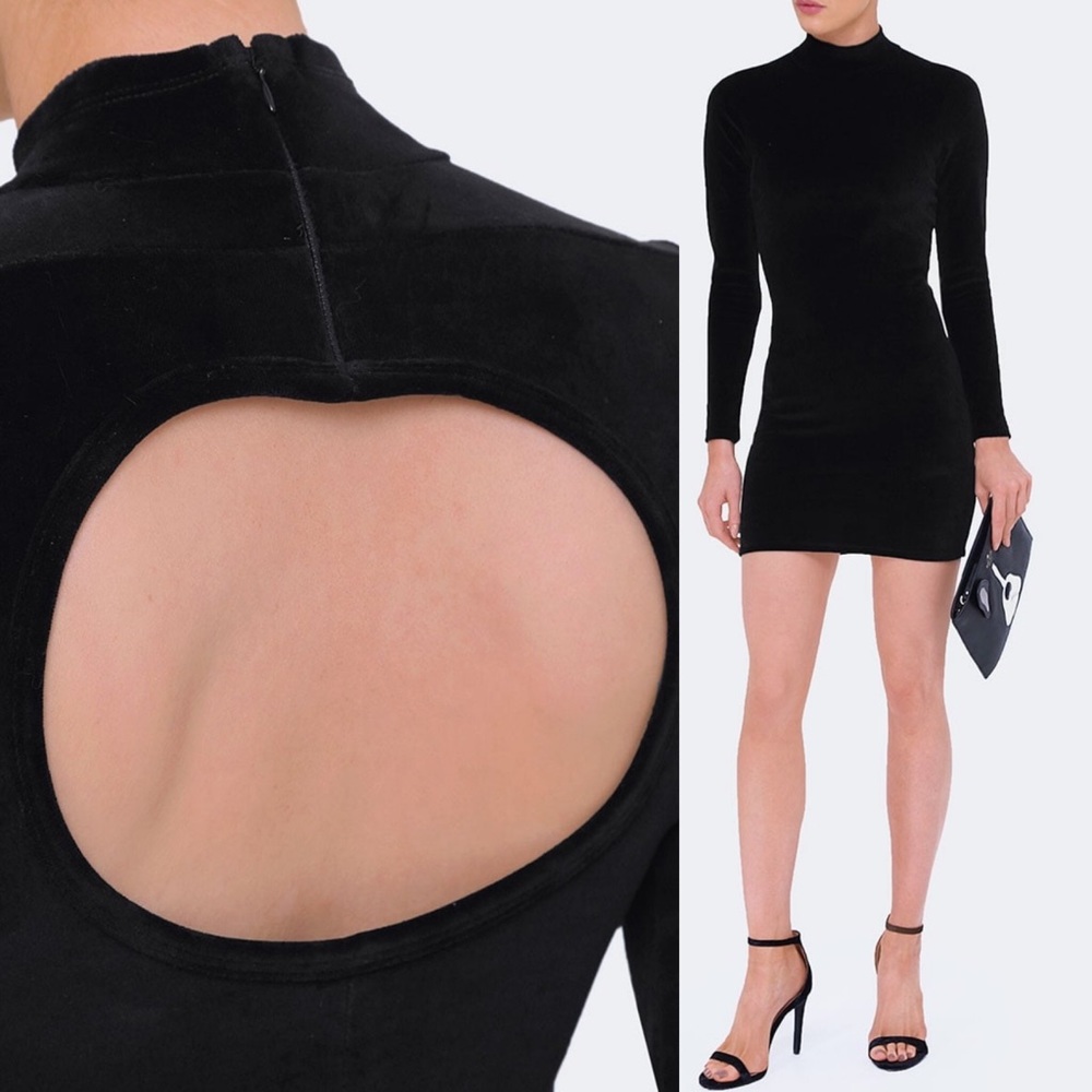 Alexander Wang Velour Turtleneck Mini Dress